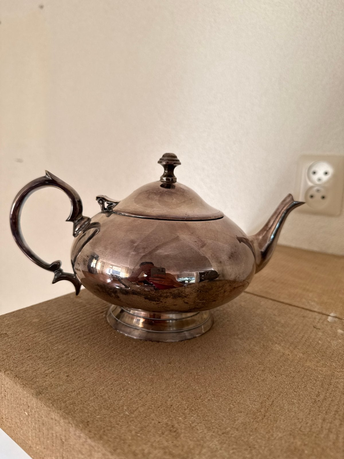 Antieke verzilverde theepot, Ophalen, Zilver