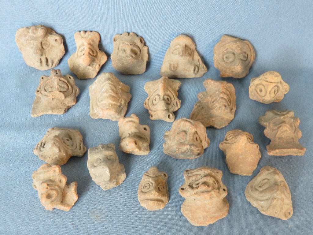 Pre Colombiaans - goden hoofden - ca. 800 jaar oud, Ophalen of Verzenden