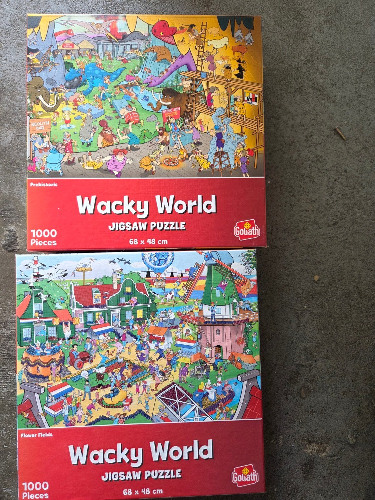 2 Wacky World legpuzzels van Goliath - 1000 stukjes, Ophalen of Verzenden, 500 t/m 1500 stukjes, Gebruikt, Legpuzzel