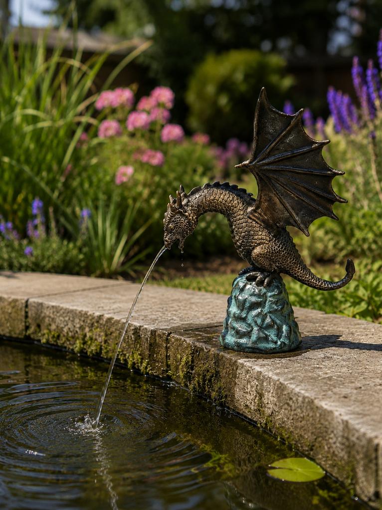 Draak / fontein / bronzen beeld, Fontein, Nieuw, Info@huisentuindecoratiemarie.nl, Huis en tuin decoratie marie