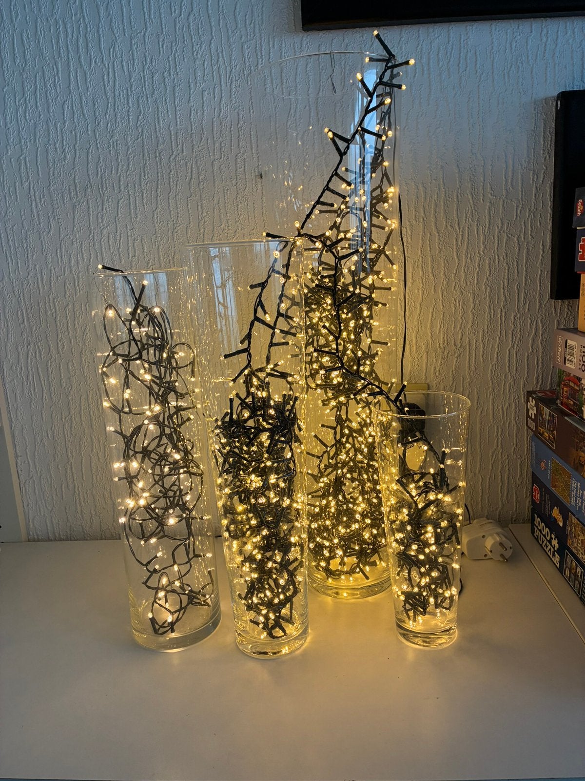 Kerstverlichting incl. 5 Vazen diverse hoogten, Diversen, Ophalen, Zo goed als nieuw