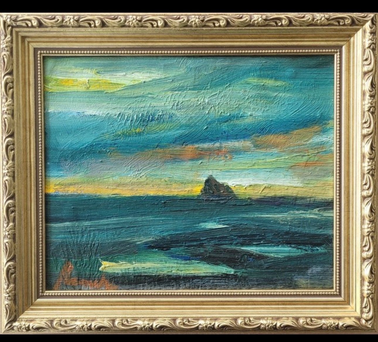 Olieverfschilderij - Zeilboot bij zonsondergang (naar Permek, Antiek en Kunst, Kunst | Schilderijen | Klassiek, Maritiem / water