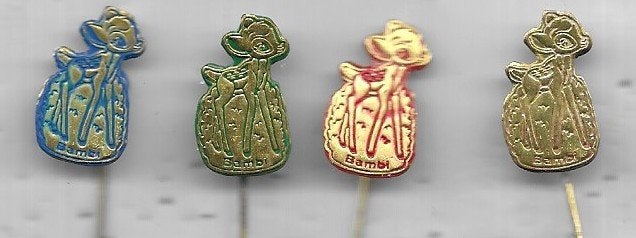 4 X BAMBI SPELDEN UIT 1 SERIE, Ophalen of Verzenden, Gebruikt, Overige onderwerpen, Speldje of Pin