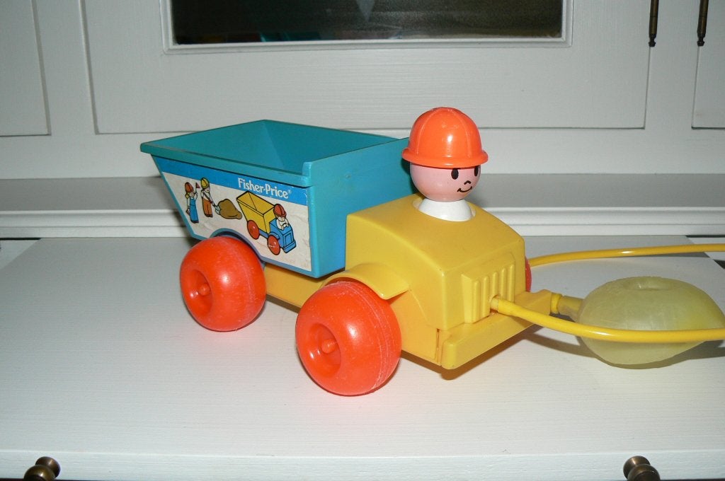 Vintage Fisher Price 151 Jiffy Dump Truck uit 1982, Ophalen of Verzenden, Zo goed als nieuw, Auto of Voertuig, Met geluid