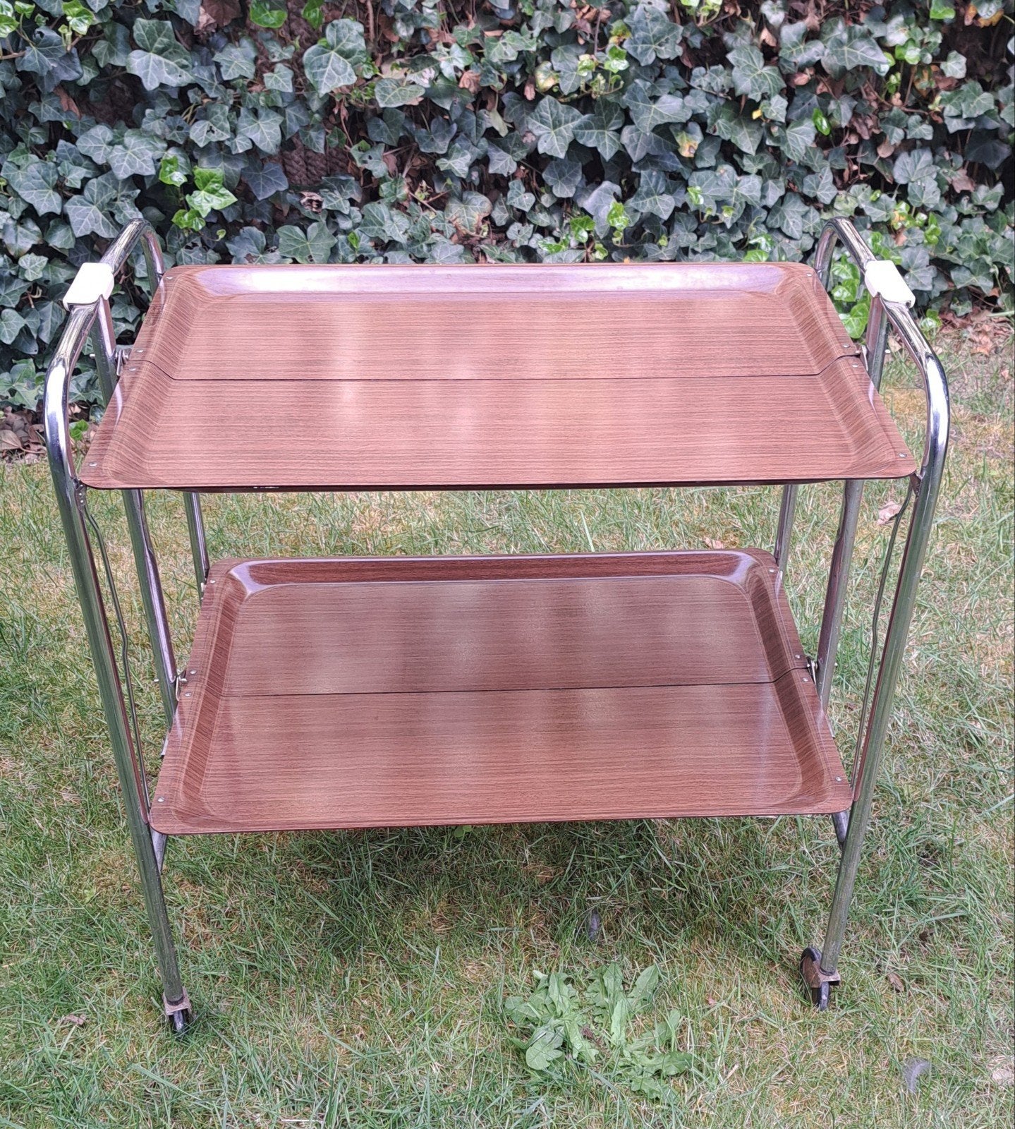 Vintage inklapbaar serveerwagen borrelen camper, Ophalen, Zo goed als nieuw, Metaal, 25 tot 50 cm