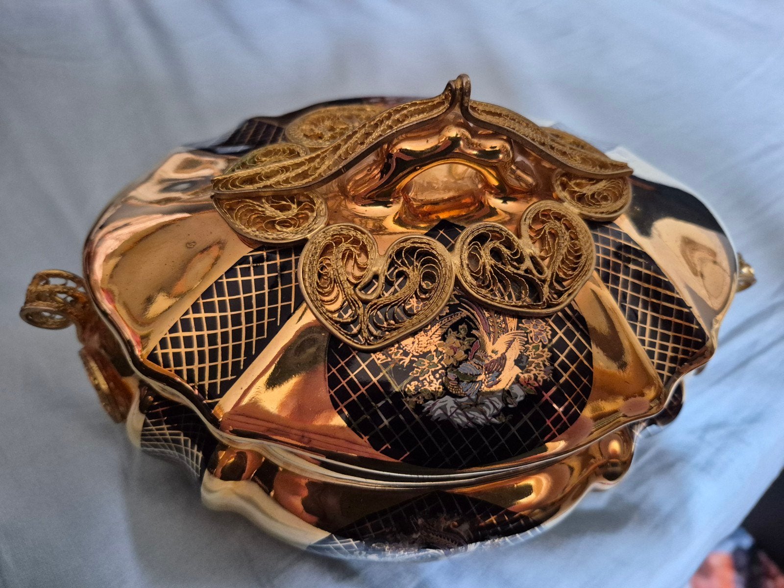 Antieke Gouden Porseleinen bon bonmet Oosterse Decoratie, Antiek en Kunst, Ophalen