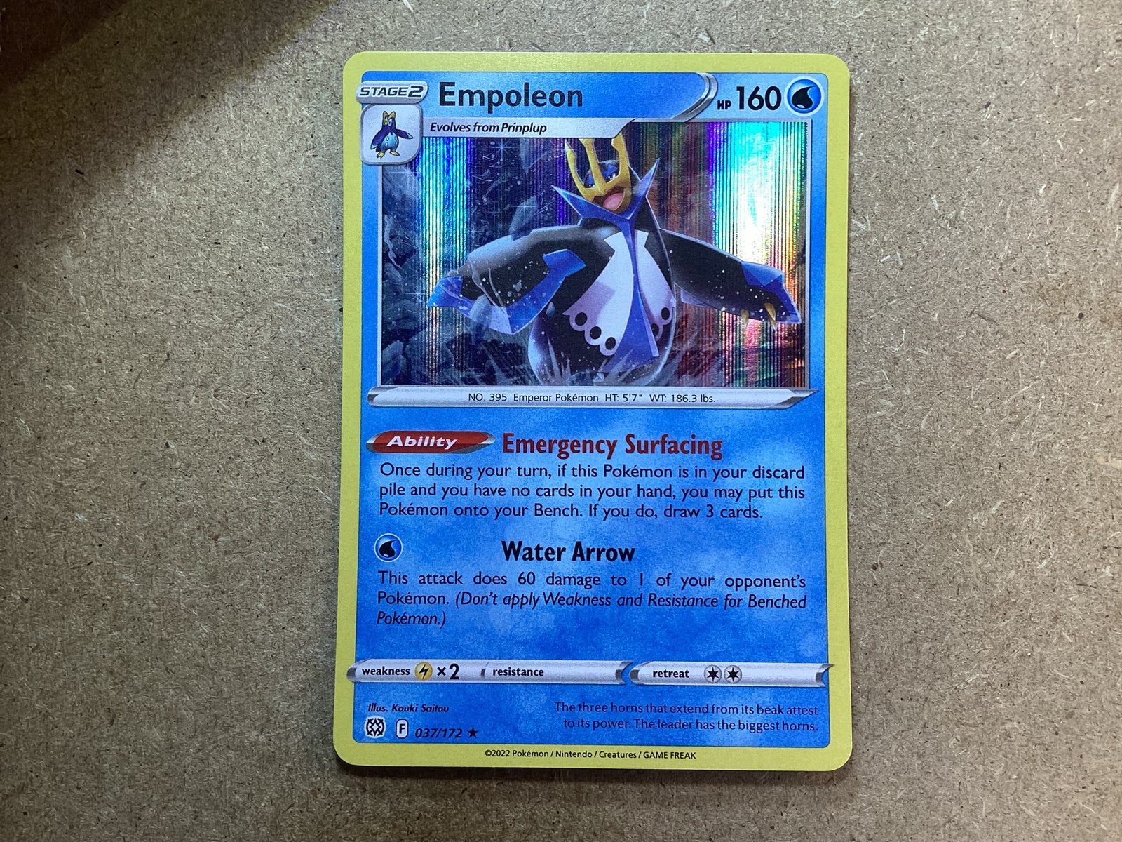 1x Empoleon [BRS 037/172] (Near Mint, Holo), Ophalen of Verzenden, Zo goed als nieuw, Losse kaart, Foil