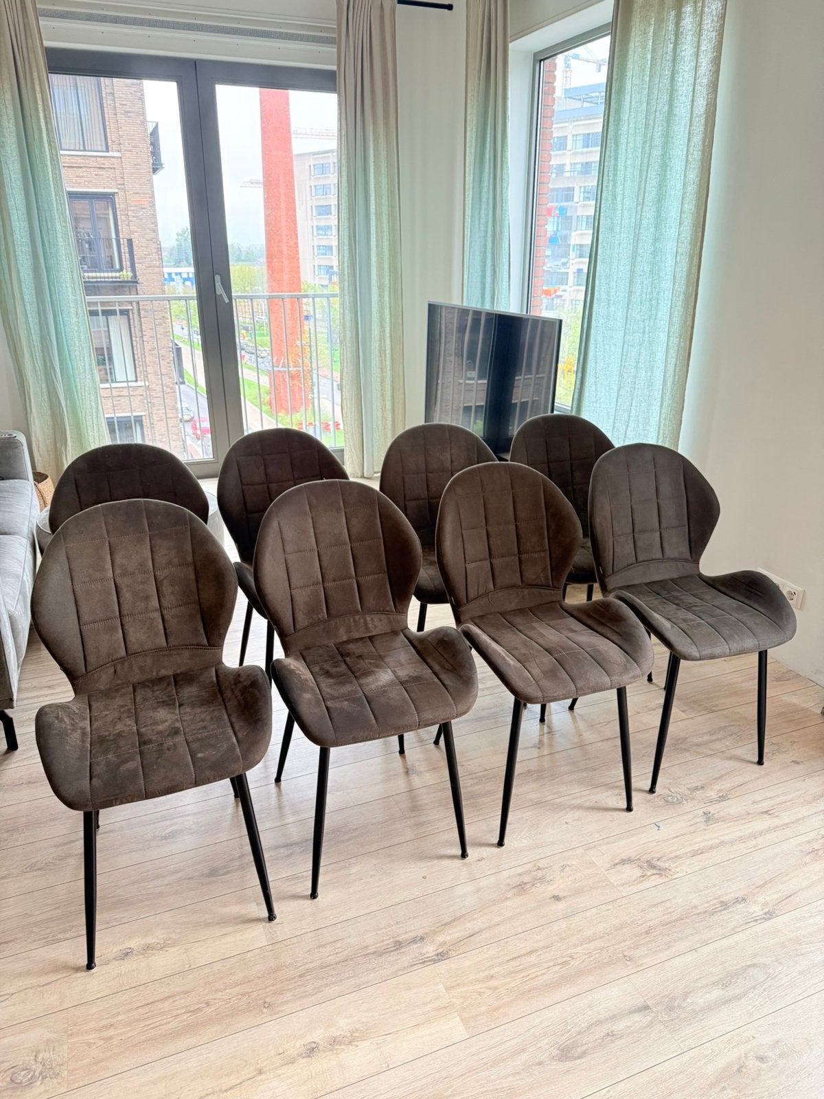 8 stoelen van Goossens, Ophalen, Zo goed als nieuw, Grijs, Vijf, Zes of meer stoelen