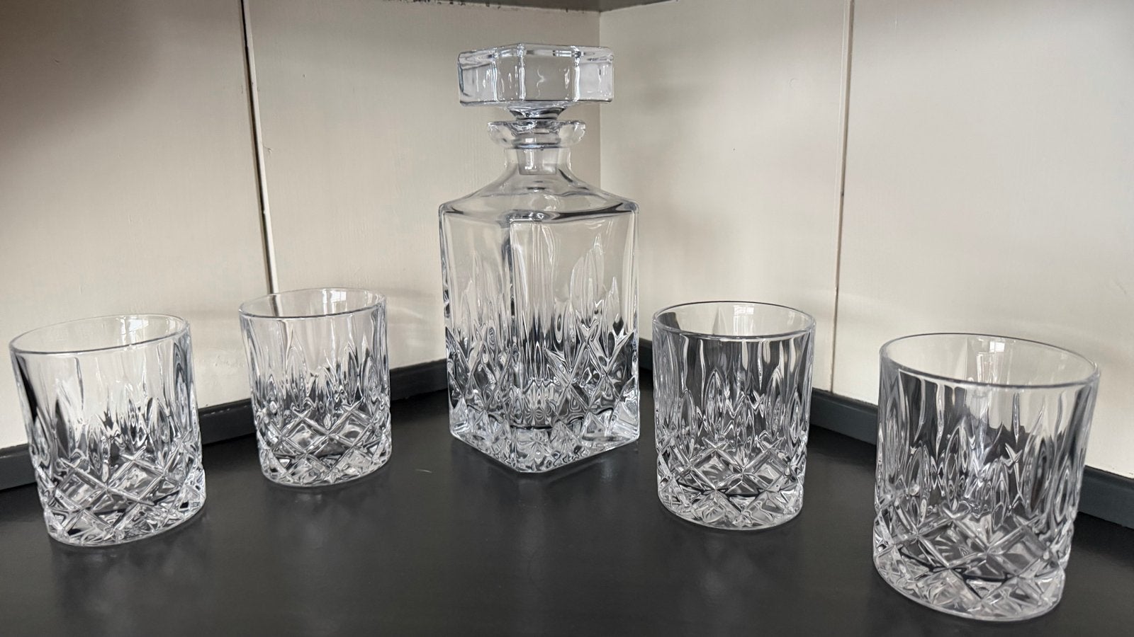 Nachtmann Noblesse Kristallen Karaf met 4 Whiskey Glazen, Antiek en Kunst, Ophalen of Verzenden