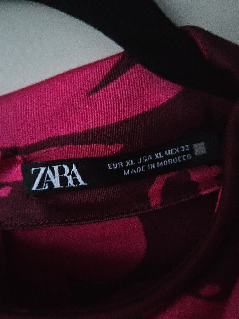 Jurk jurkje tuniek roze paarse bloem Zara XL bijna nieuw, Zara, Maat 46/48 (XL) of groter, Ophalen of Verzenden, Zo goed als nieuw
