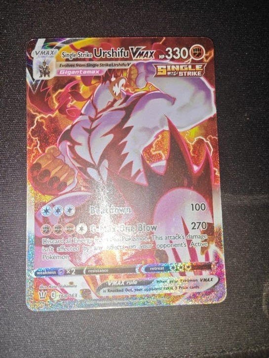 Single Strike Urshifu VMAX Pokémon kaart, Ophalen, Zo goed als nieuw, Losse kaart, Foil