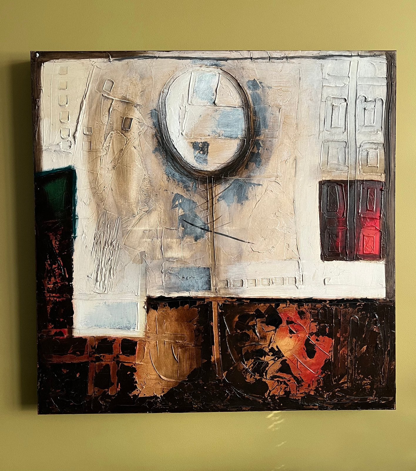 Schilderij abstract wanddecoratie aarde tinten, Ophalen