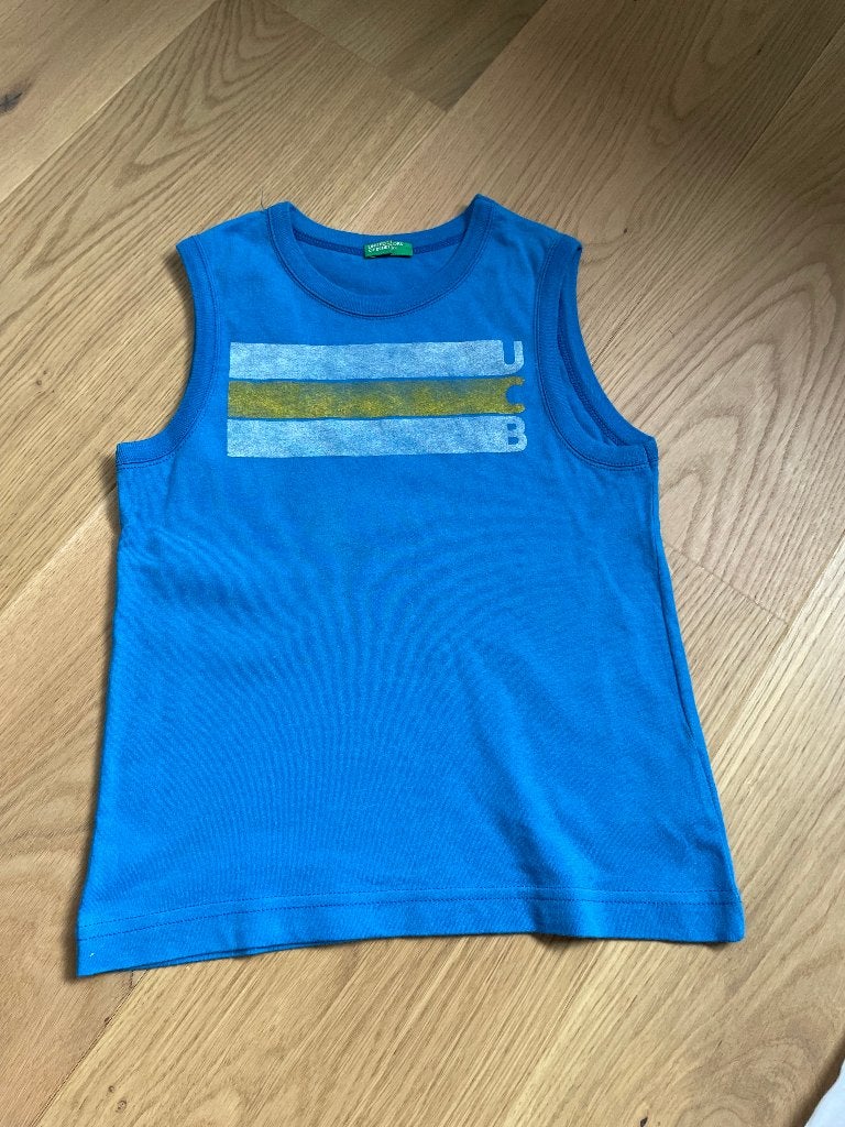 Mouwloos shirt blauw maat 110 Benetton hemd, Kinderen en Baby's, Kinderkleding | Maat 110, Ophalen, Zo goed als nieuw, Shirt of Longsleeve