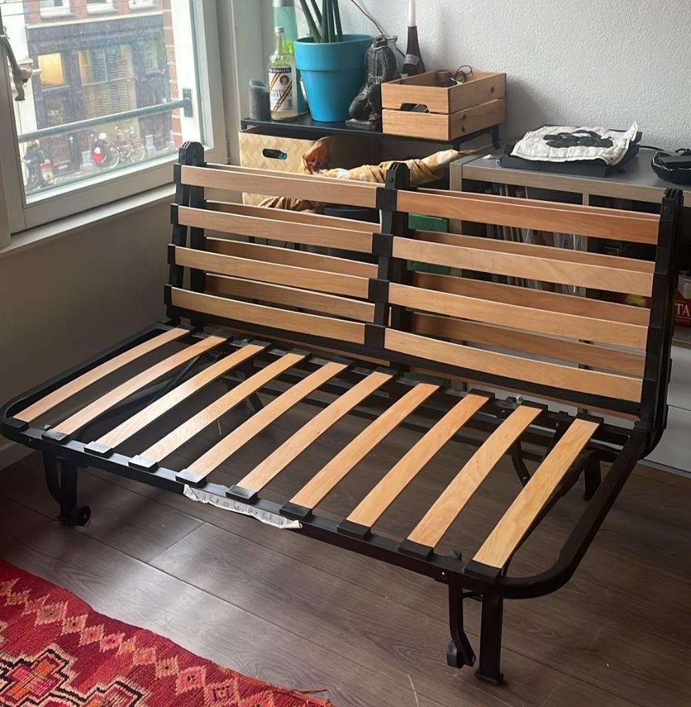 IKEA LYCKSELE Sofa bed frame, Ophalen, Zwart, Tweepersoons, Zo goed als nieuw