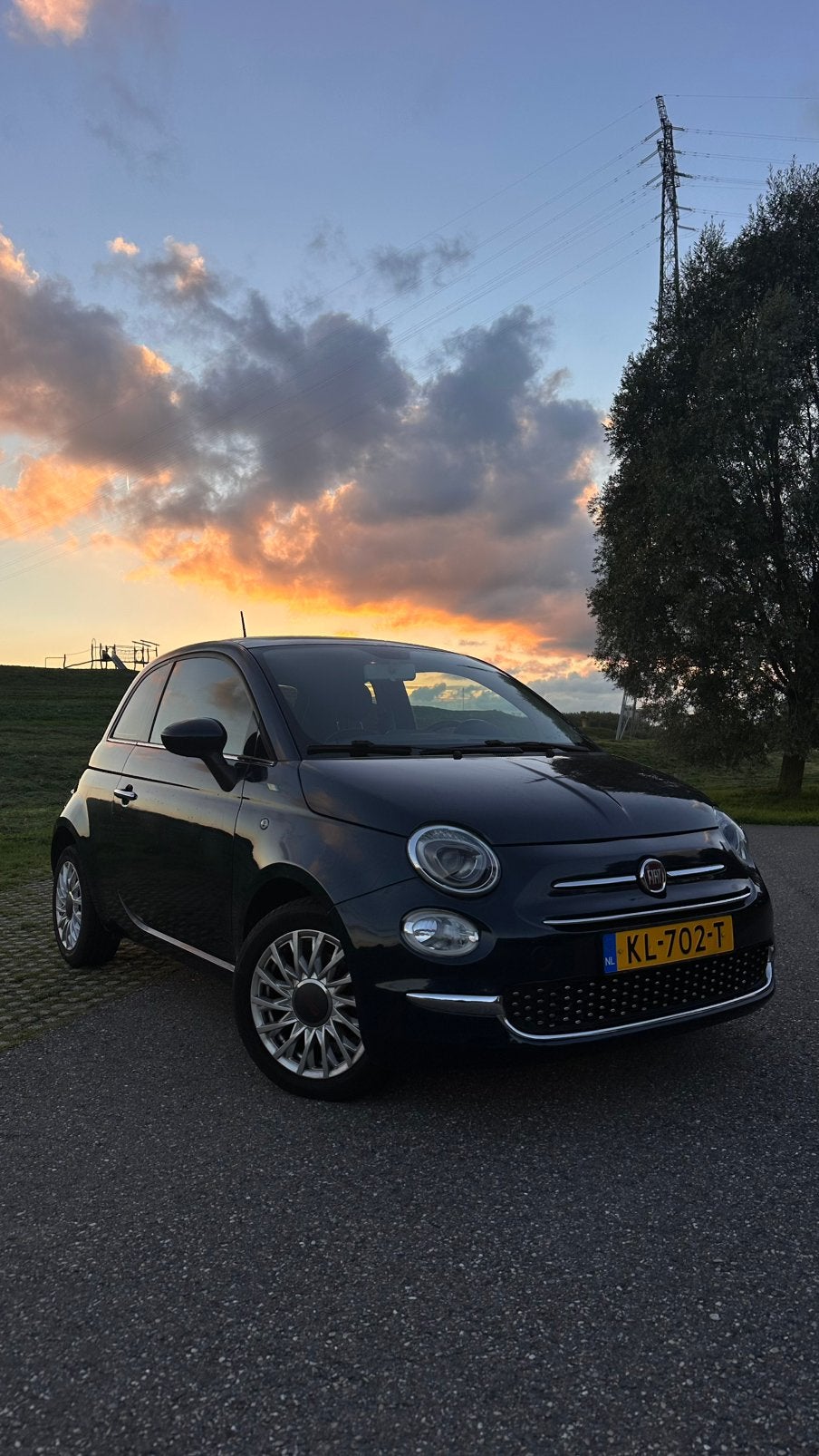 Fiat 500 Twinair Turbo 80pk 2016 Blauw metallic, Voorwielaandrijving, 31 €/maand, Leder en Stof, 905 kg
