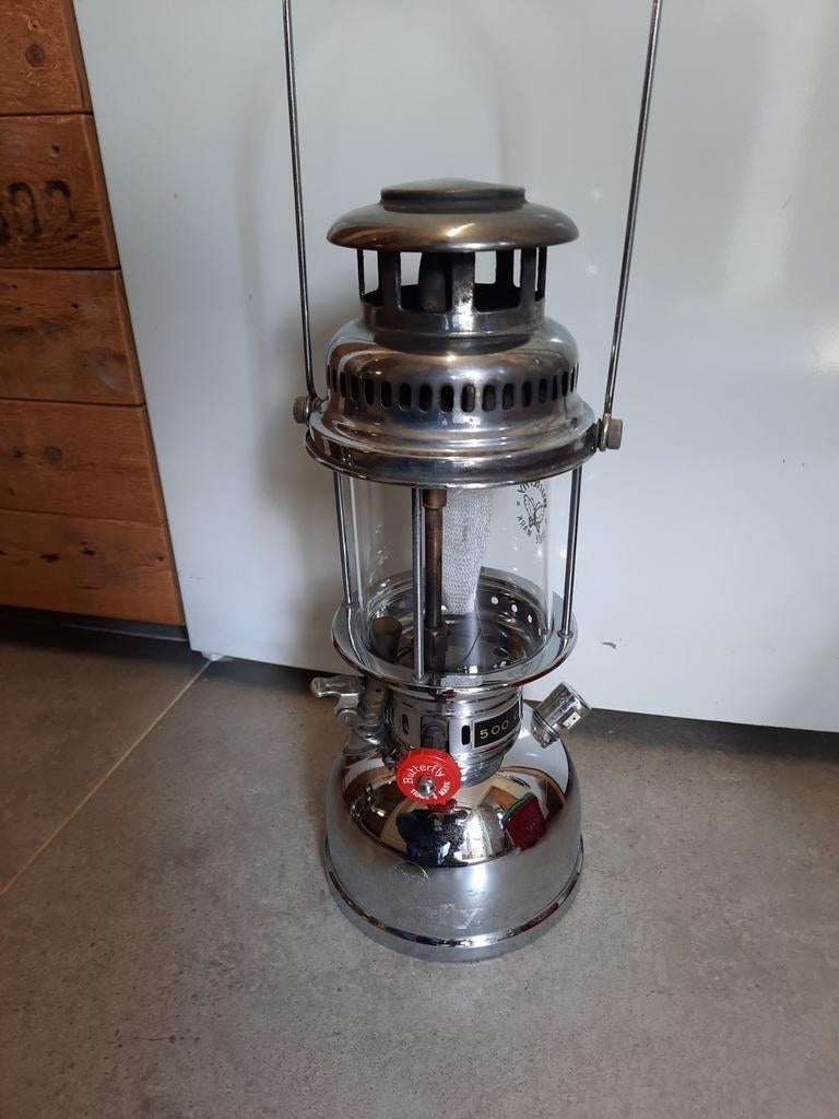 oude petroleum lamp butterfly  kerosinelamp petromax primus, Ophalen of Verzenden, Gebruikt