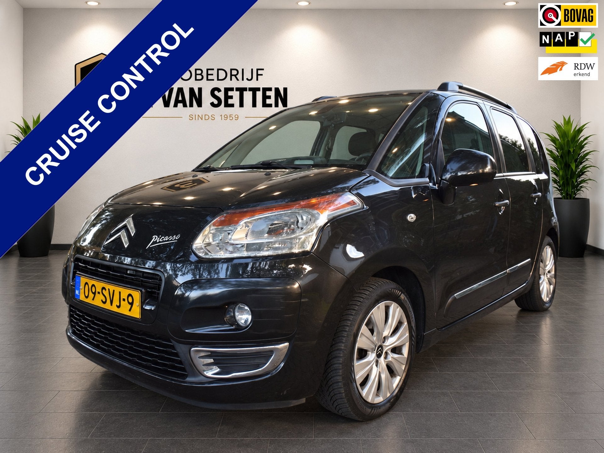Citroen C3 Picasso 1.6 VTi Exclusive Trekhaak/Cruise/Airco, Auto's, Gebruikt, Zwart, 4 cilinders, 635 kg