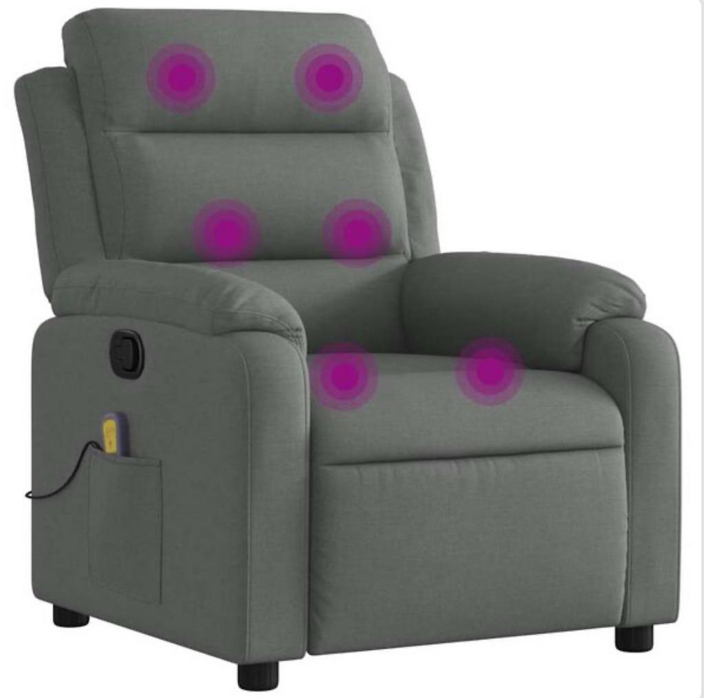 Verstelbare Massagestoel - Donkergrijs Stof, Ophalen, Nieuw, Stof, 75 tot 100 cm