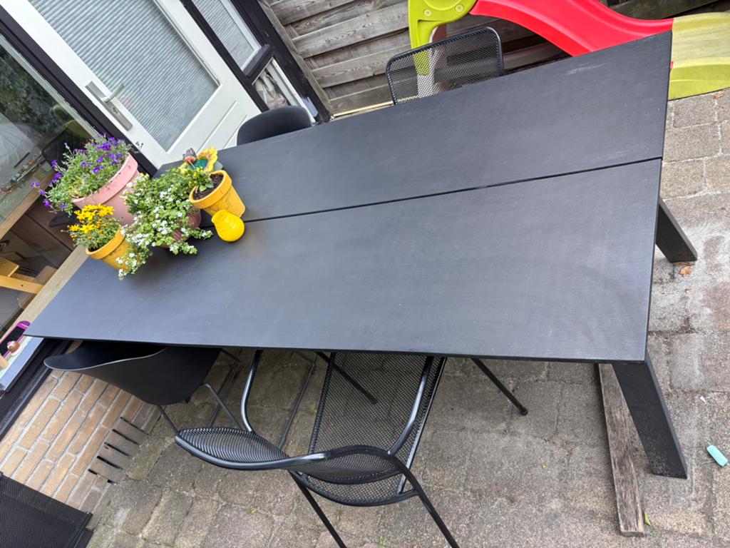 Grote tuintafel met 4 stoelen!, Ophalen, Zo goed als nieuw, Rechthoekig, Kunststof