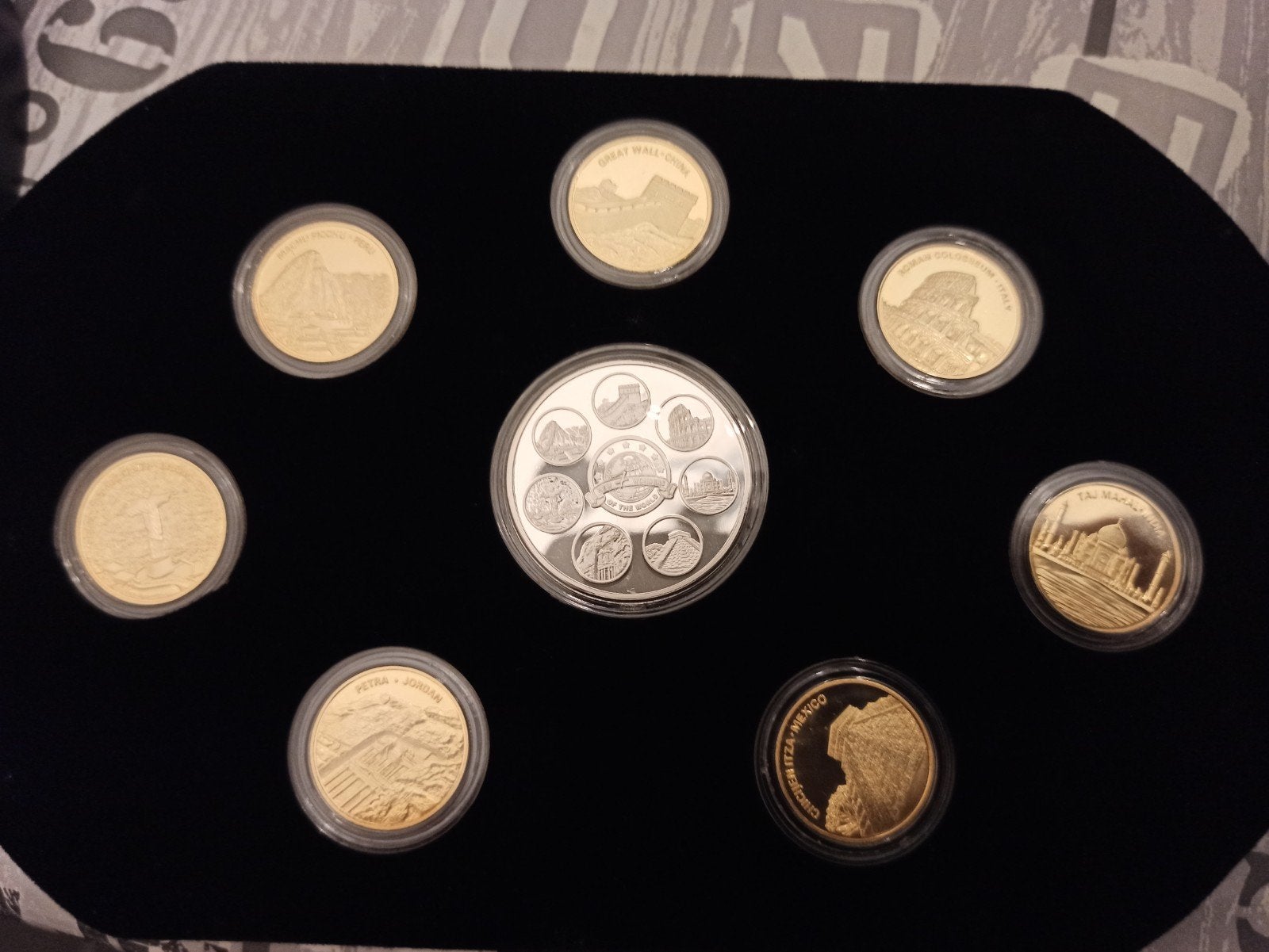 8 vergulde munten, wereldwonderen, Ophalen of Verzenden
