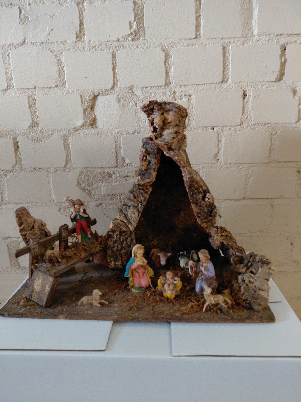 Vintage!! Jaren 50 Prachtige Kerststal met figuren, Ophalen of Verzenden, Gebruikt, Beeld(je), Christendom | Katholiek