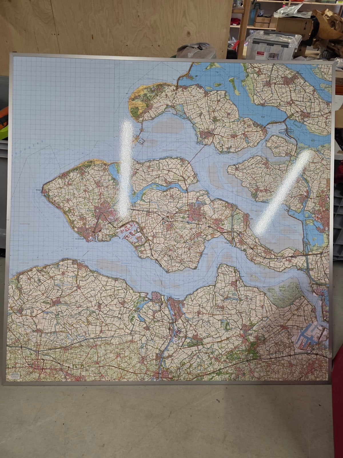 Grote Kaart Zeeland 150x150 cm op wandplaat, Boeken, Atlassen en Landkaarten, Ophalen of Verzenden