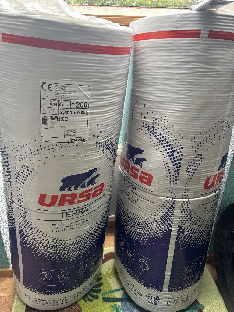 Glaswol URSA 20cm dikte, Ophalen, Dakisolatie, 12 cm of meer, Nieuw