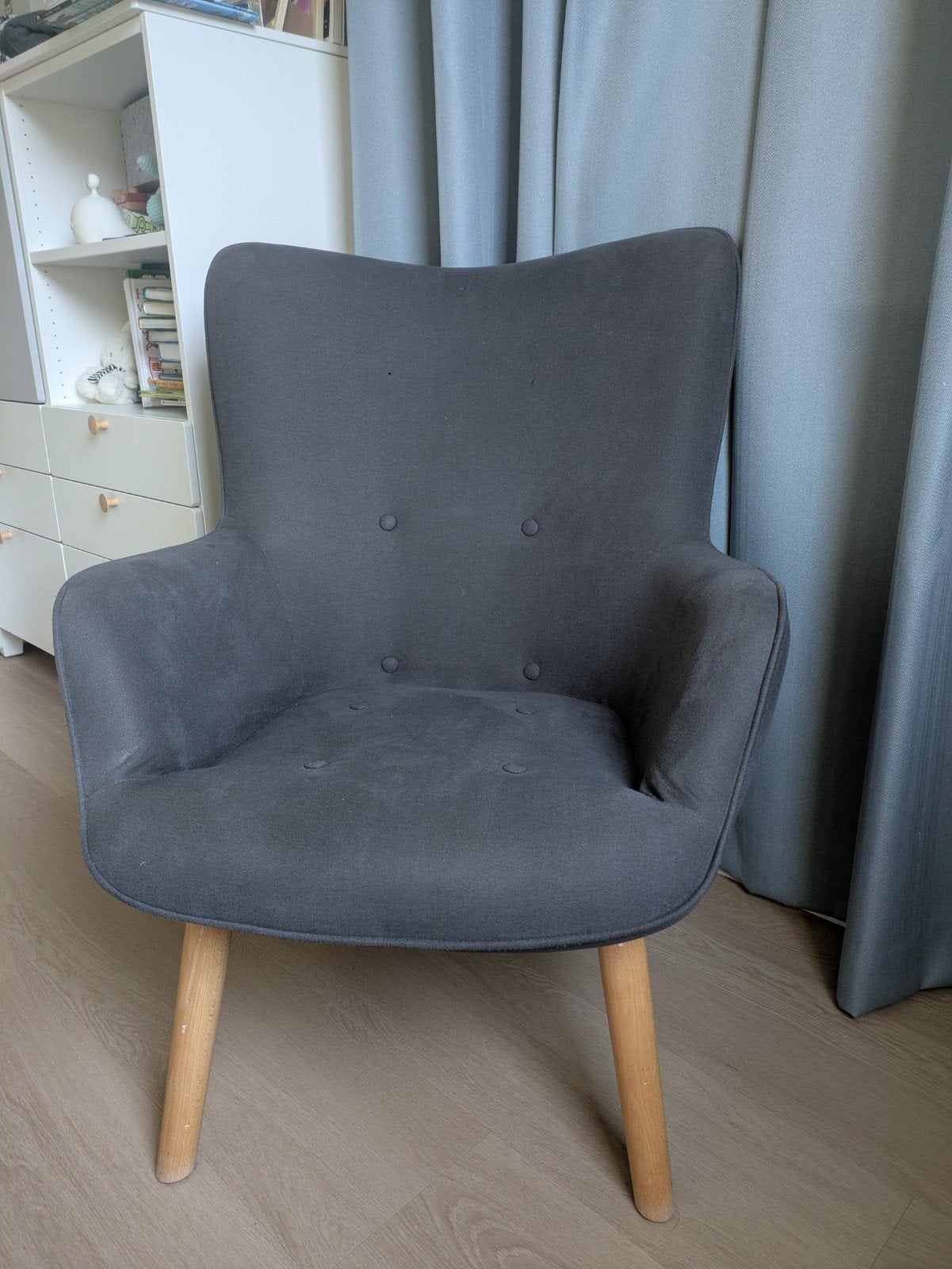 Grijze stoffen fauteuil van JYSK, Ophalen, Gebruikt, Stof