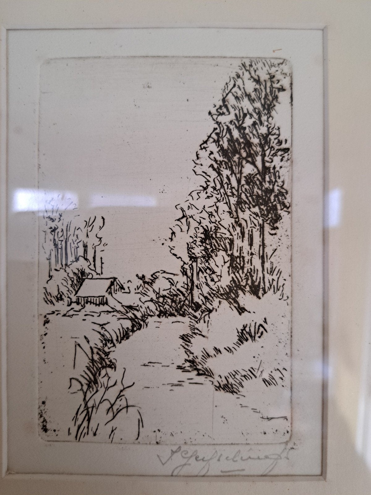 Kleine ets natuurlandschap, Ophalen of Verzenden