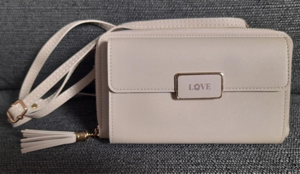 Beige kleurig schoudertasje van Ale-Hop portemonnee tasje, Ophalen of Verzenden, Zo goed als nieuw, Beige, Schoudertasje