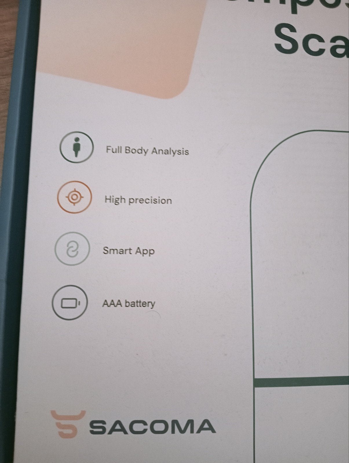 Sacoma Smart Body Composition Scale - Personenweegschaal, 100 kg of meer, Ophalen of Verzenden, Personenweegschaal, Fijner dan 1 gram