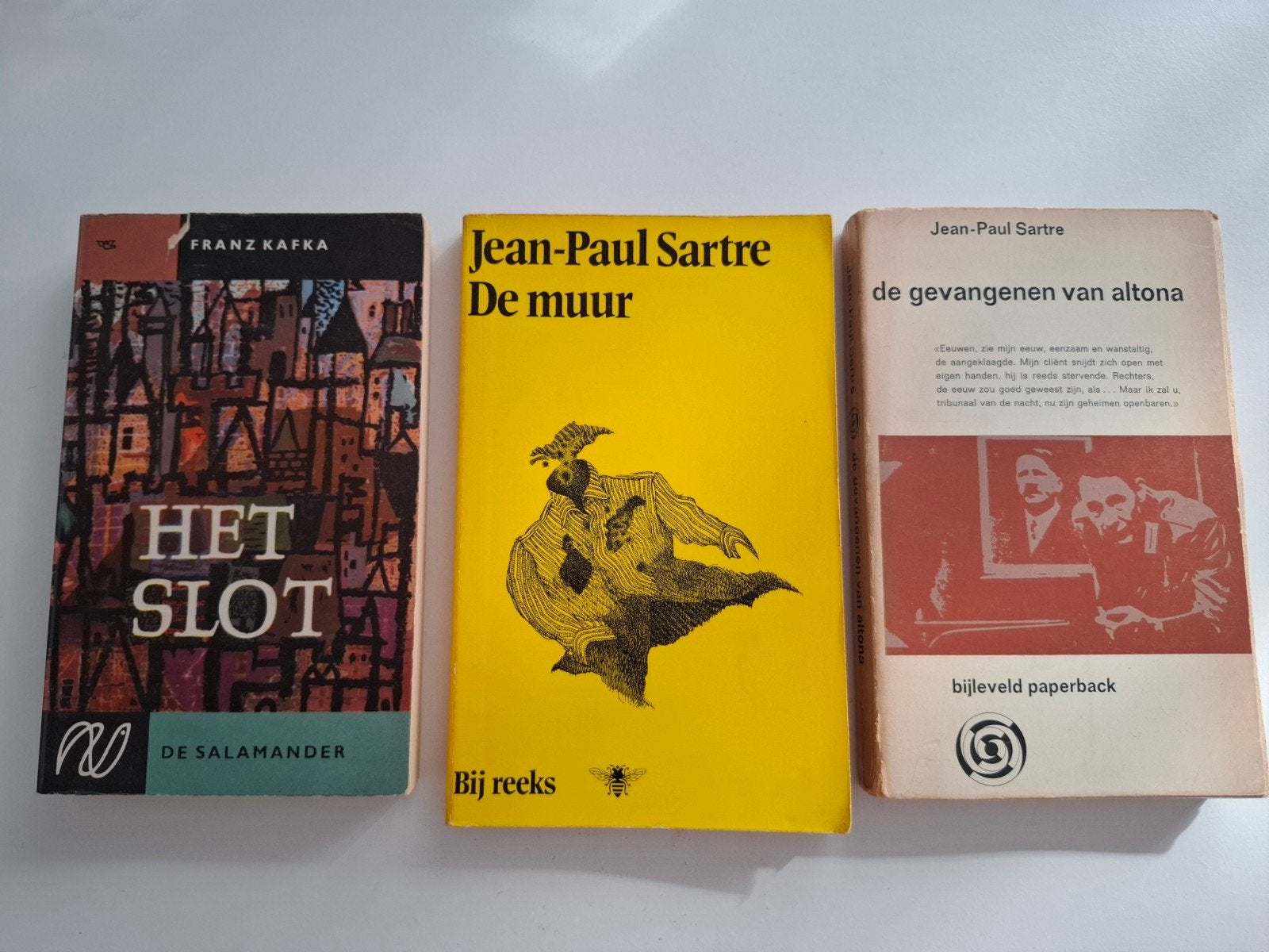 3 Boeken - Kafka/Sartre (zie omschrijving), Boeken, Ophalen of Verzenden, Gelezen, Franz Kafka, Jean-Paul Sartre, Nederland
