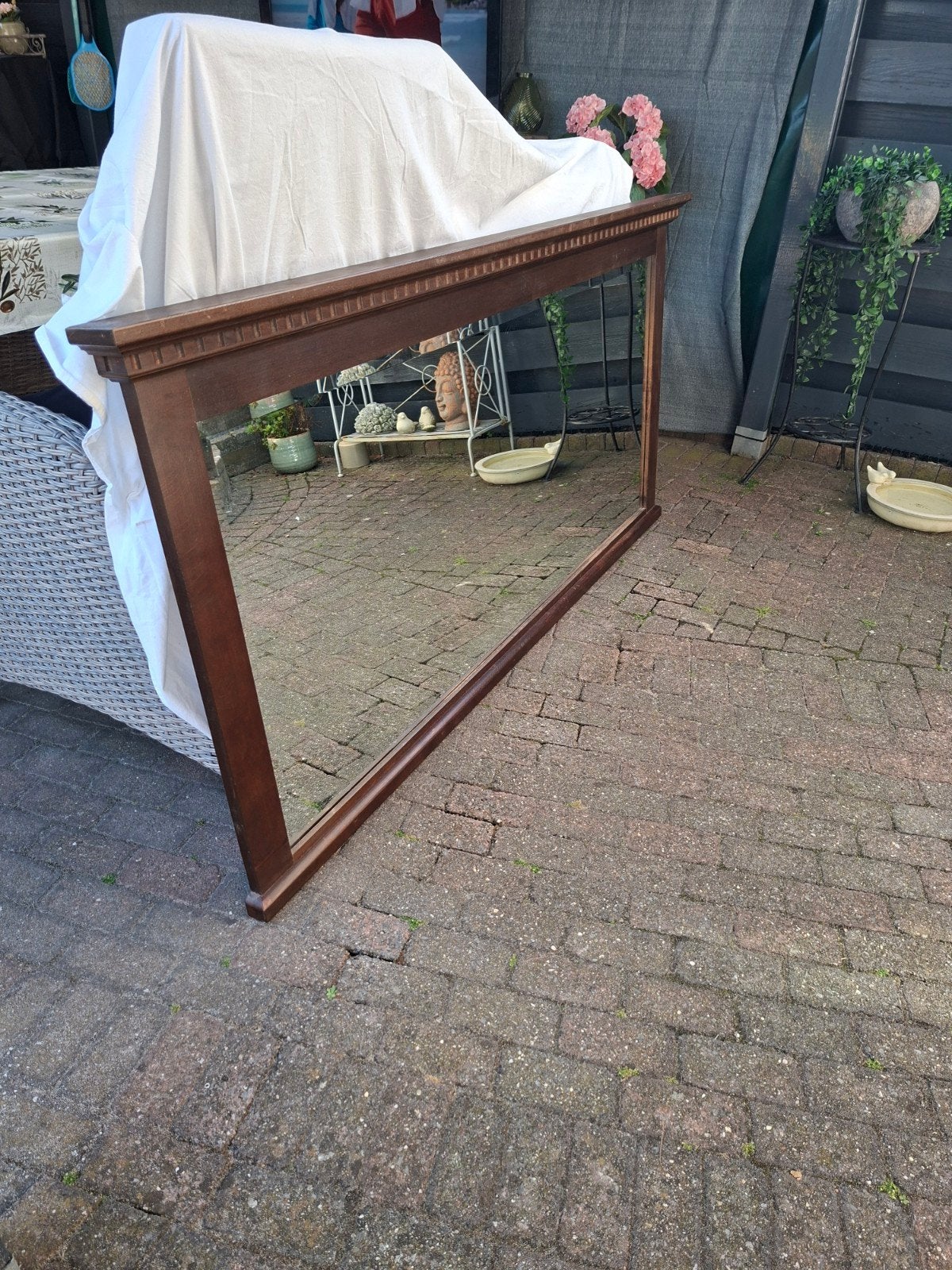Grote spiegel met koloniale lijst, Ophalen, Gebruikt, 100 tot 150 cm, 125 cm of meer