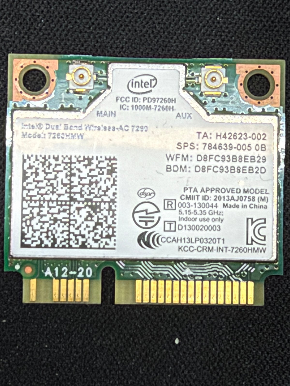 Intel Dual Band Wireless-AC 7260HMW WiFi Bluetooth Kaart, Ophalen of Verzenden, Gebruikt