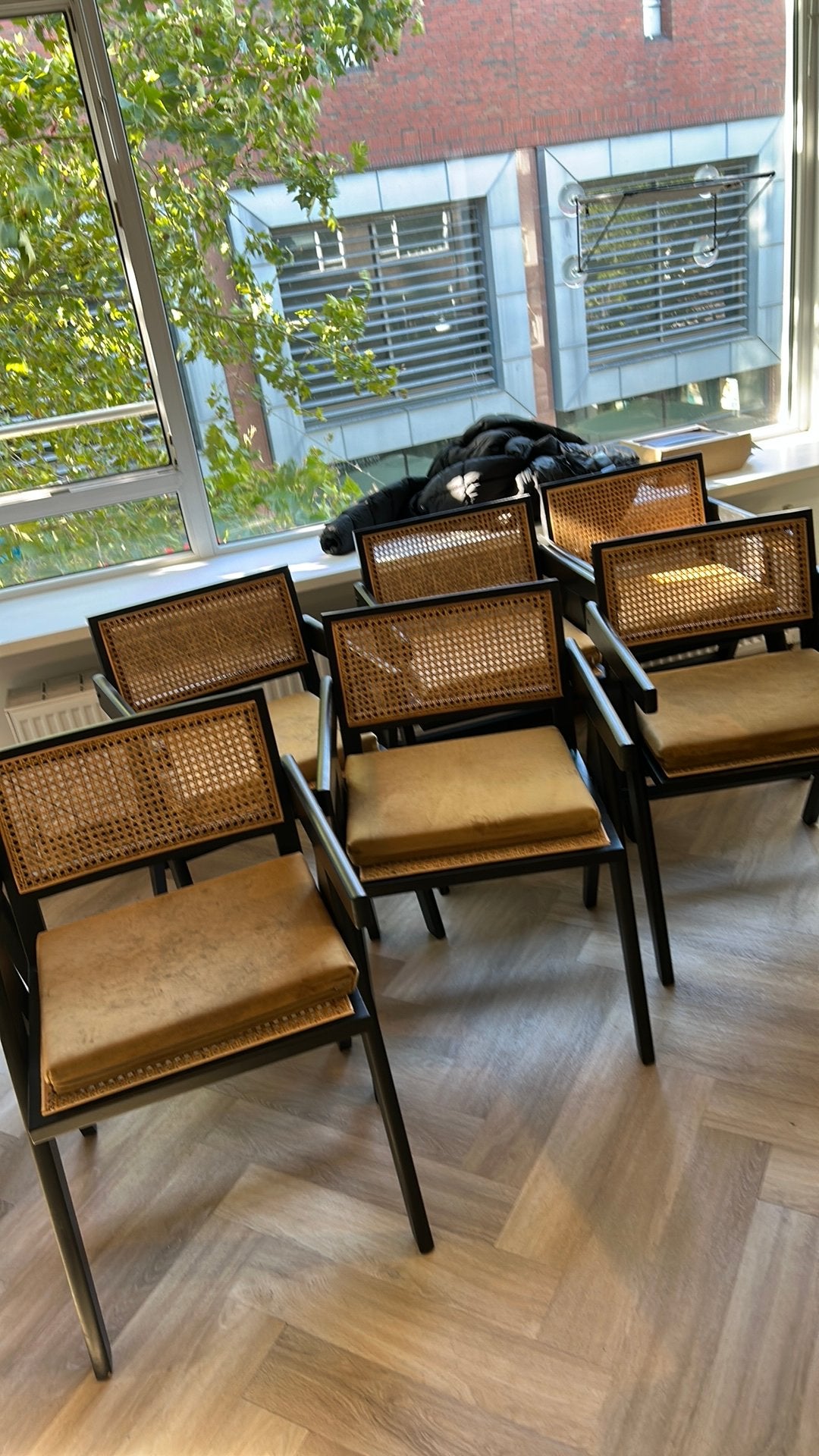 6 eetkamerstoelen plus kussen, Ophalen, Zwart, Zo goed als nieuw, Vijf, Zes of meer stoelen