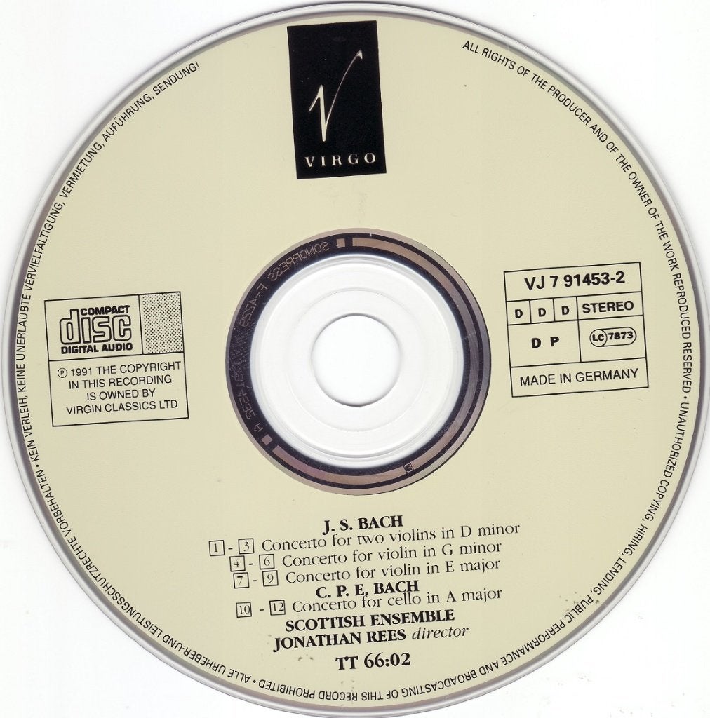 CD - J. Rees/Scottish ensemble - Bach Violin Concerto - 1991, Gebruikt, Overige typen, Ophalen of Verzenden, Barok