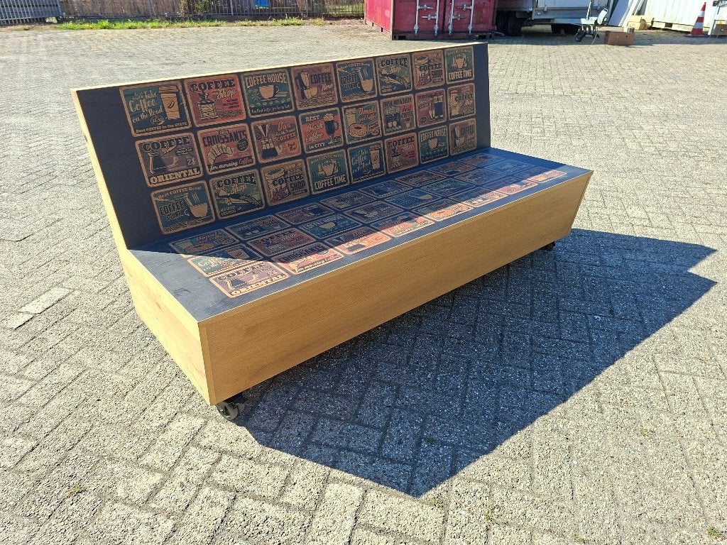 vintage tuinbank veranda bank op wielen, Tuin en Terras, Tuinbanken, Ophalen of Verzenden, Gebruikt, Hout