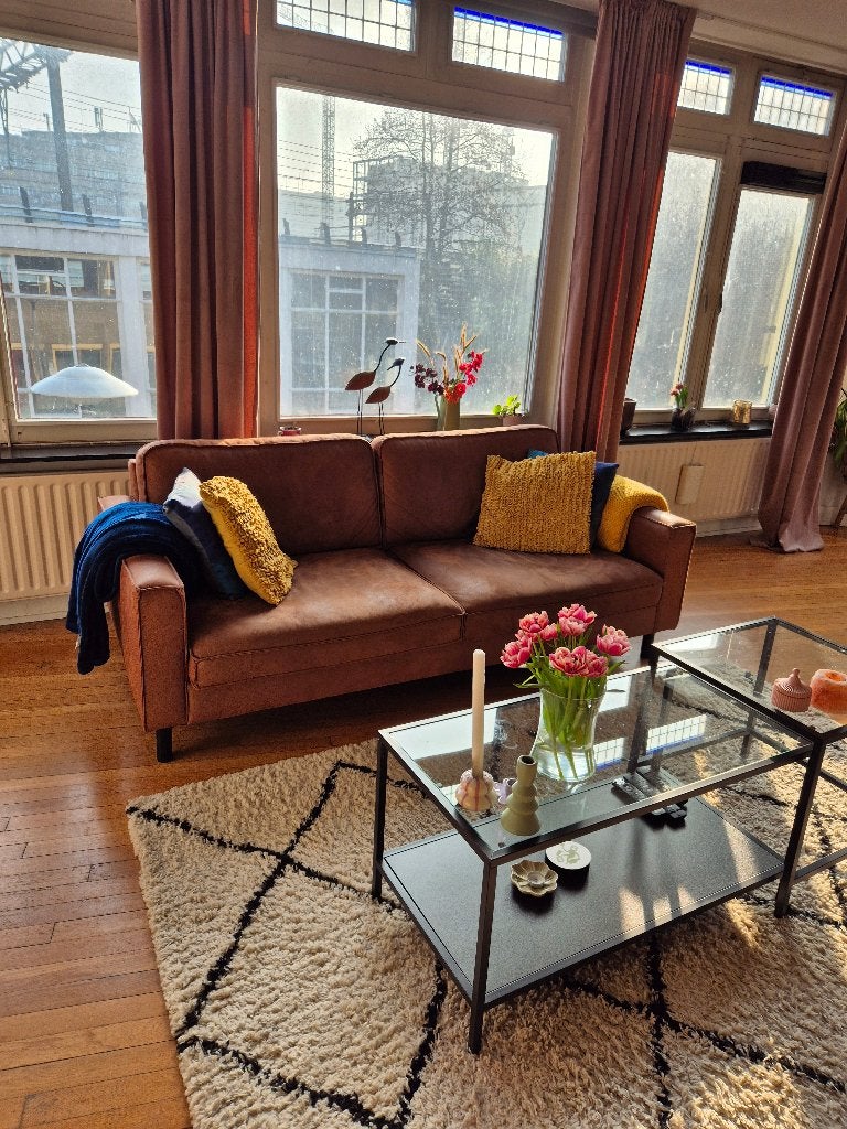 Bank cognac, Huis en Inrichting, Ophalen, 75 tot 100 cm