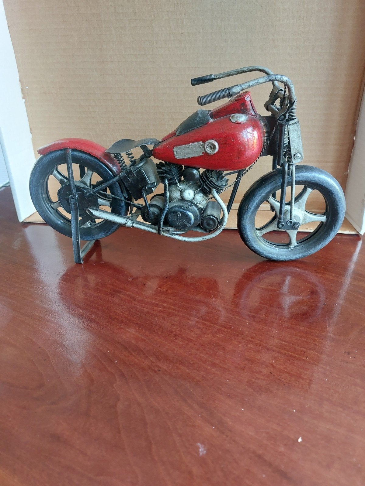 Vintage metalen motorfiets model - rood, Overige merken, Gebruikt, 1:32 tot 1:50, Overige typen