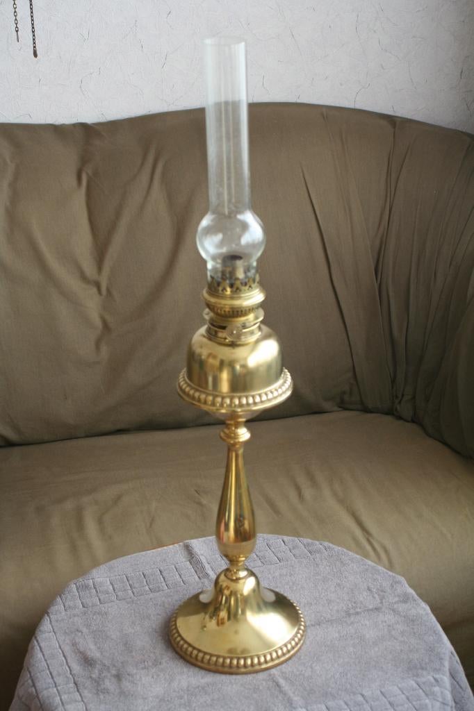 Antieke zeer mooie Olielamp uit koper, Antiek en Kunst, Antiek | Lampen, Ophalen of Verzenden
