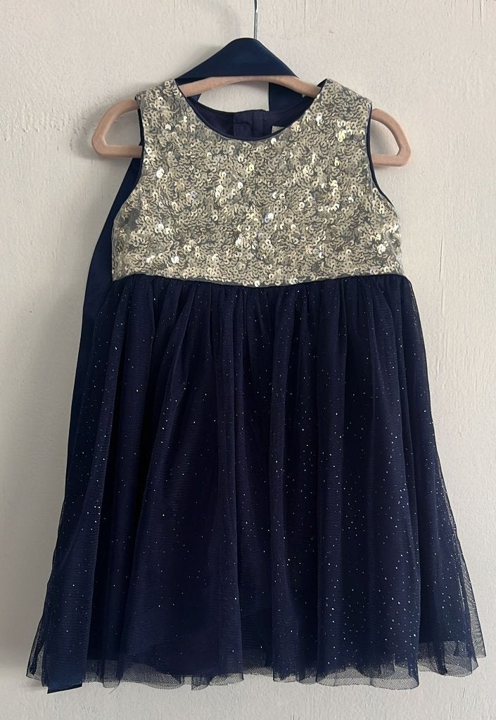 Monsoon jurk 12-18 blauw glitter, Jurkje of Rokje, Zo goed als nieuw, Monsoon, Verzenden