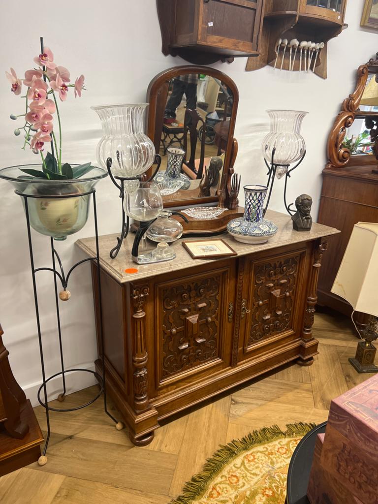 Antiek dressoir met marmeren blad en spiegel, Antiek en Kunst, Antiek | Meubels | Kasten, Ophalen