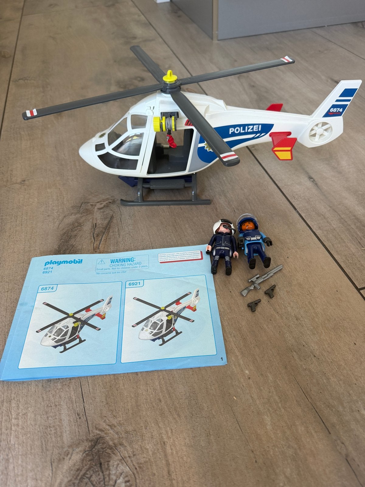 Playmobil Politie Helikopter 6874 met 2 Figuren, Complete set, Voertuig, Ophalen of Verzenden, Zo goed als nieuw