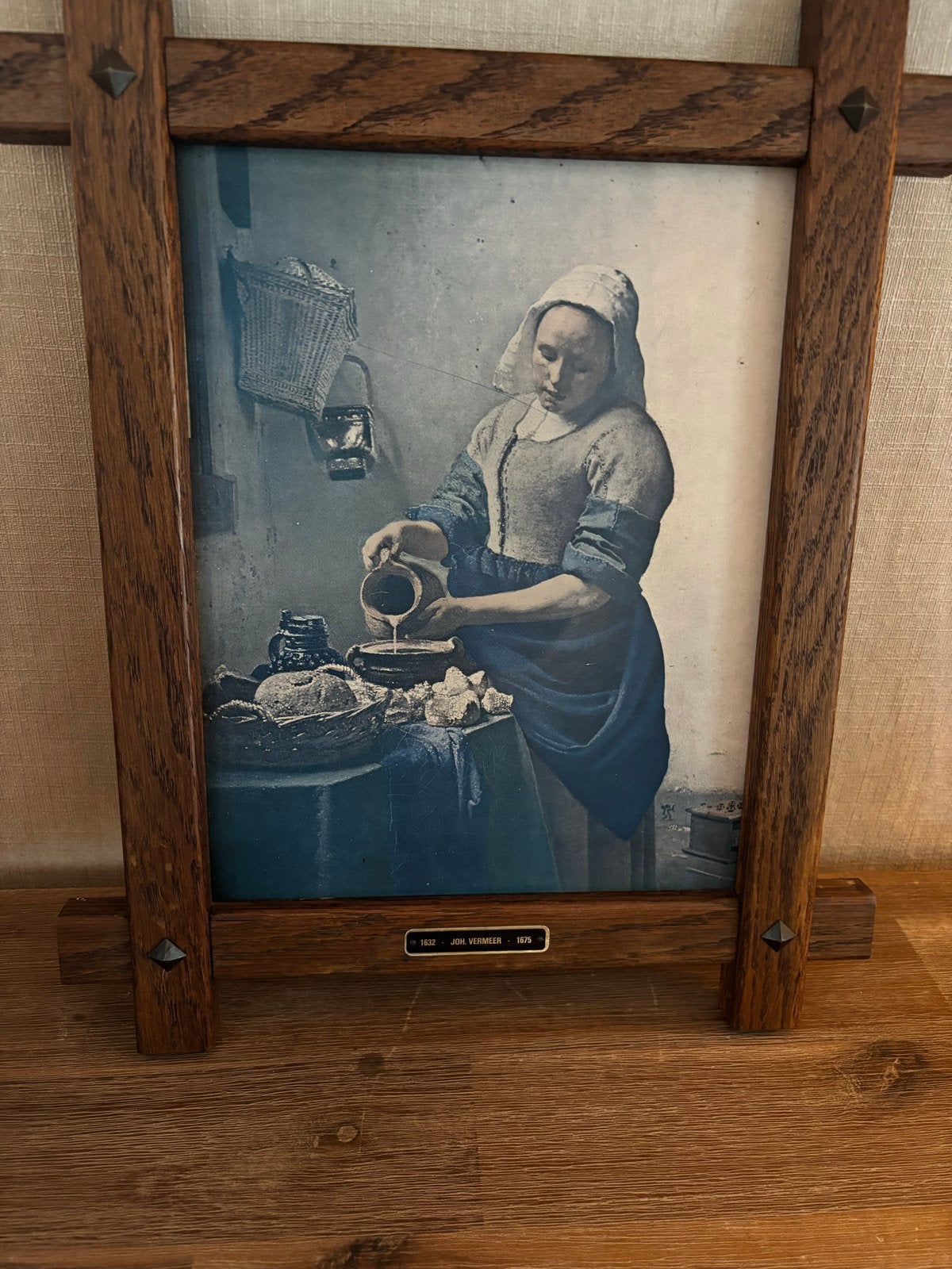 Vintage Johannes Vermeer afbeelding - Het Melkmeisje, Portret of Personen, Ophalen of Verzenden, Print, Papier