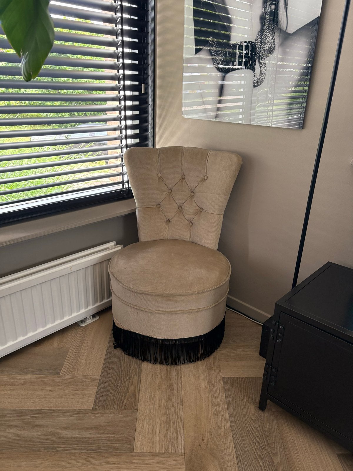 Vintage Boudoirstoel - Crème met Franjes, Ophalen