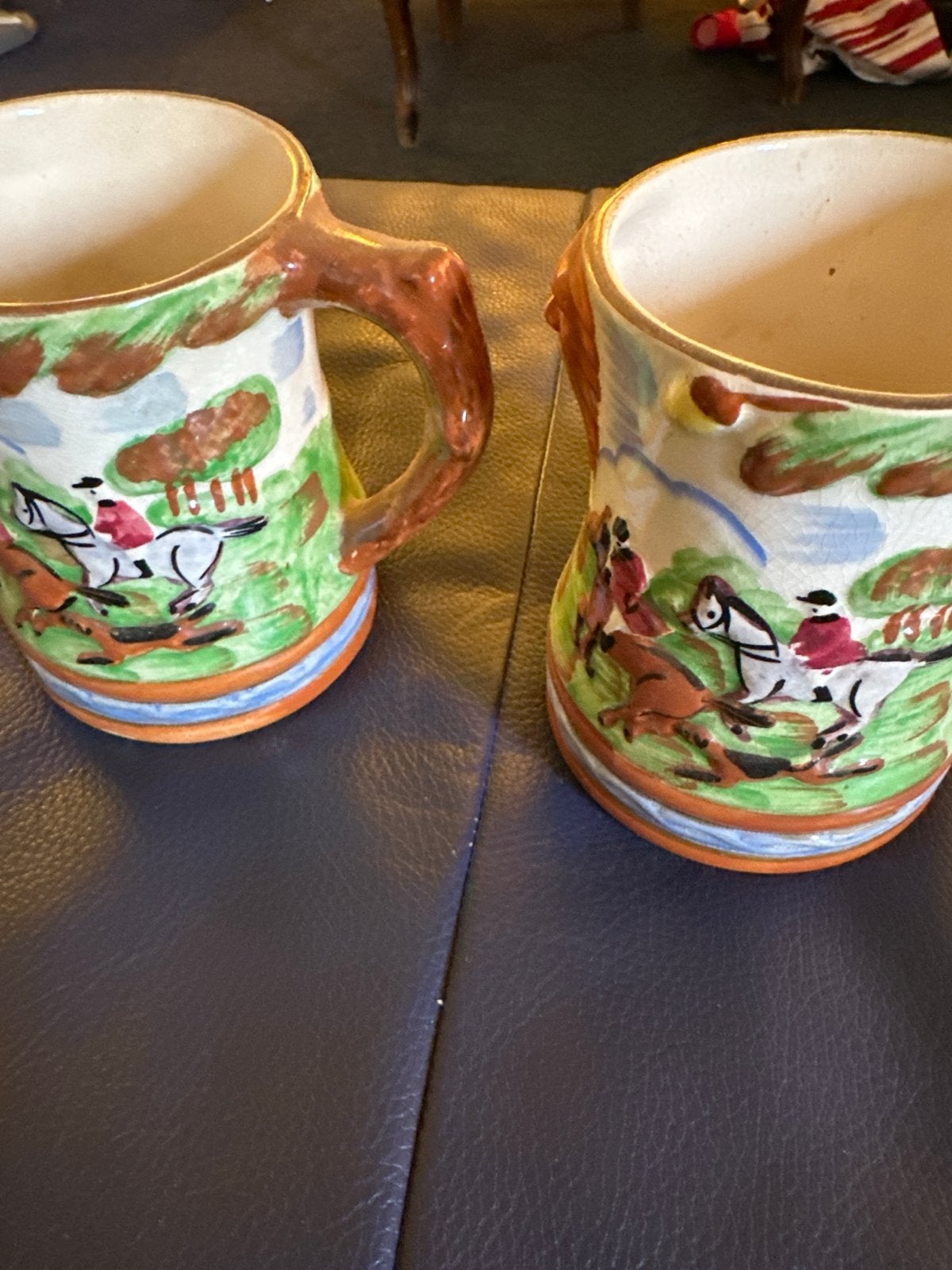 Vintage aardewerk mokken met jachttaferelen, Made in England, Ophalen