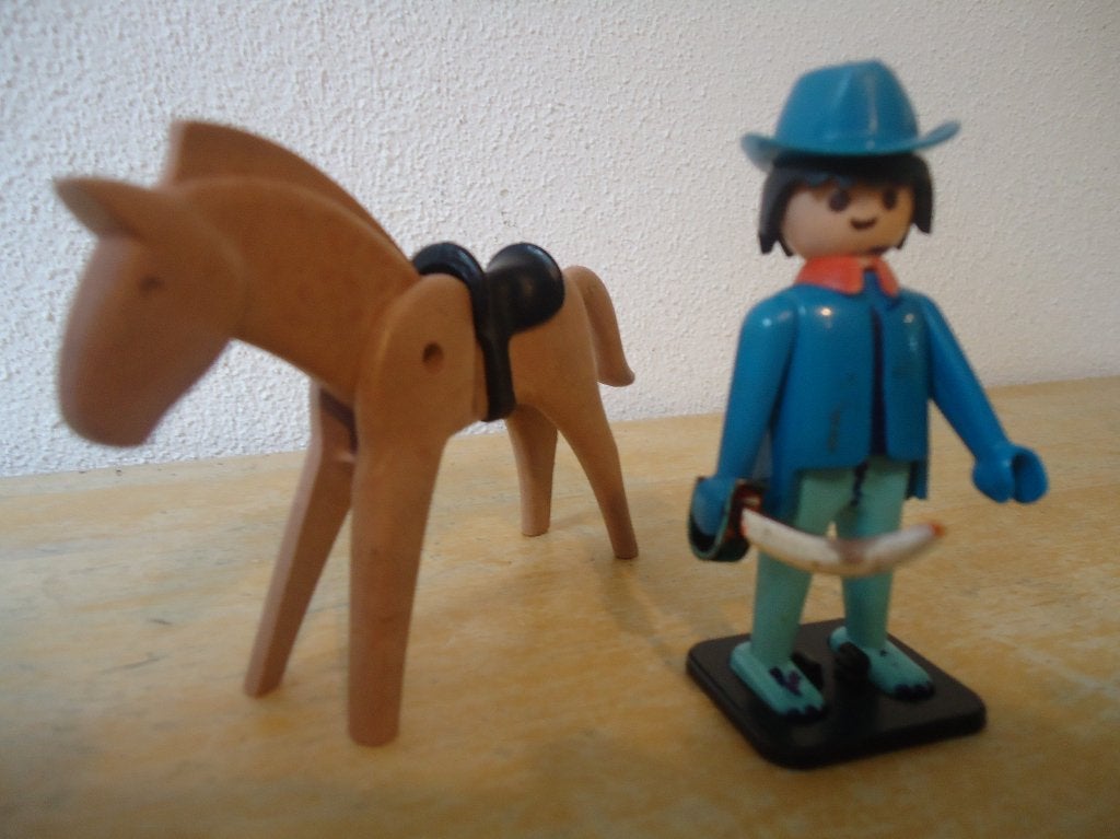 Vintage Playmobil US officier met paard 3353, Ophalen of Verzenden, Gebruikt, Complete set