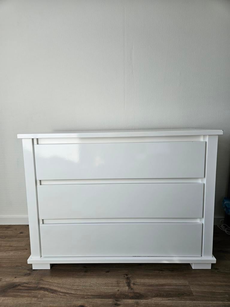 Ladekast hoogglans wit, Huis en Inrichting, Kasten | Ladekasten, Ophalen, Gebruikt, 100 tot 150 cm, 50 tot 100 cm