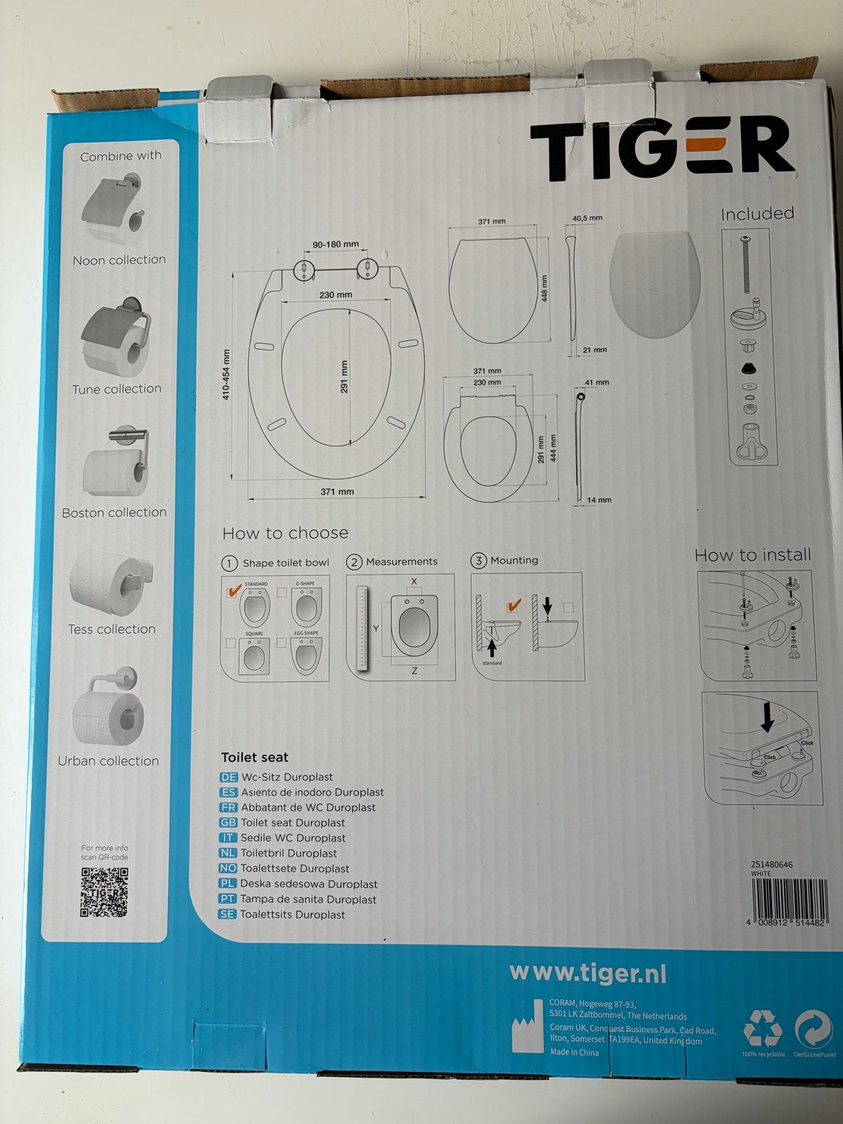 WC bril TIGER Aiden Toiletzitting Duurplast Wit Nieuw, Ophalen, Nieuw, Toilet