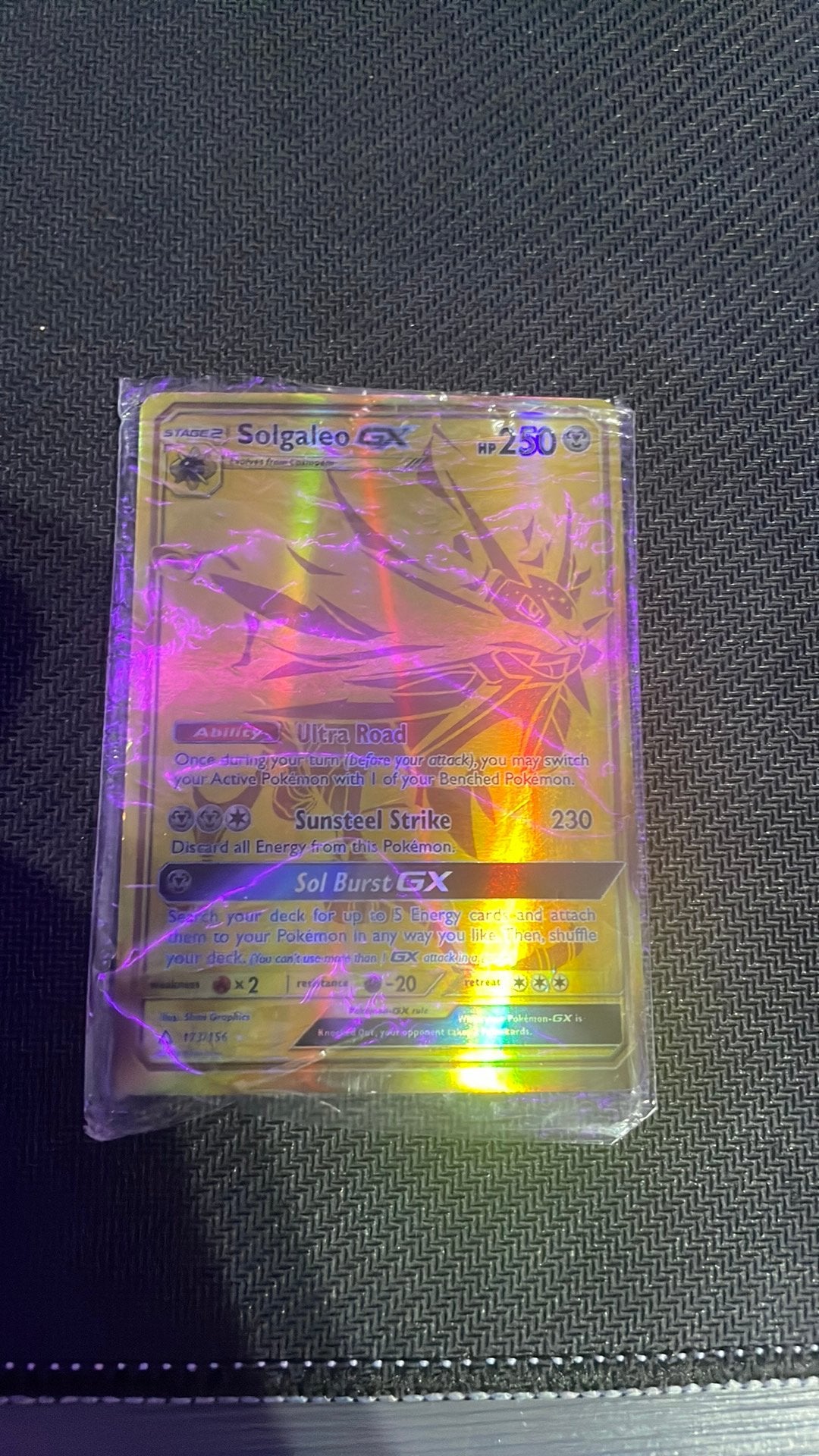Solgaleo GX full gold pokemon kaart 173/156, Ophalen, Gebruikt, Losse kaart